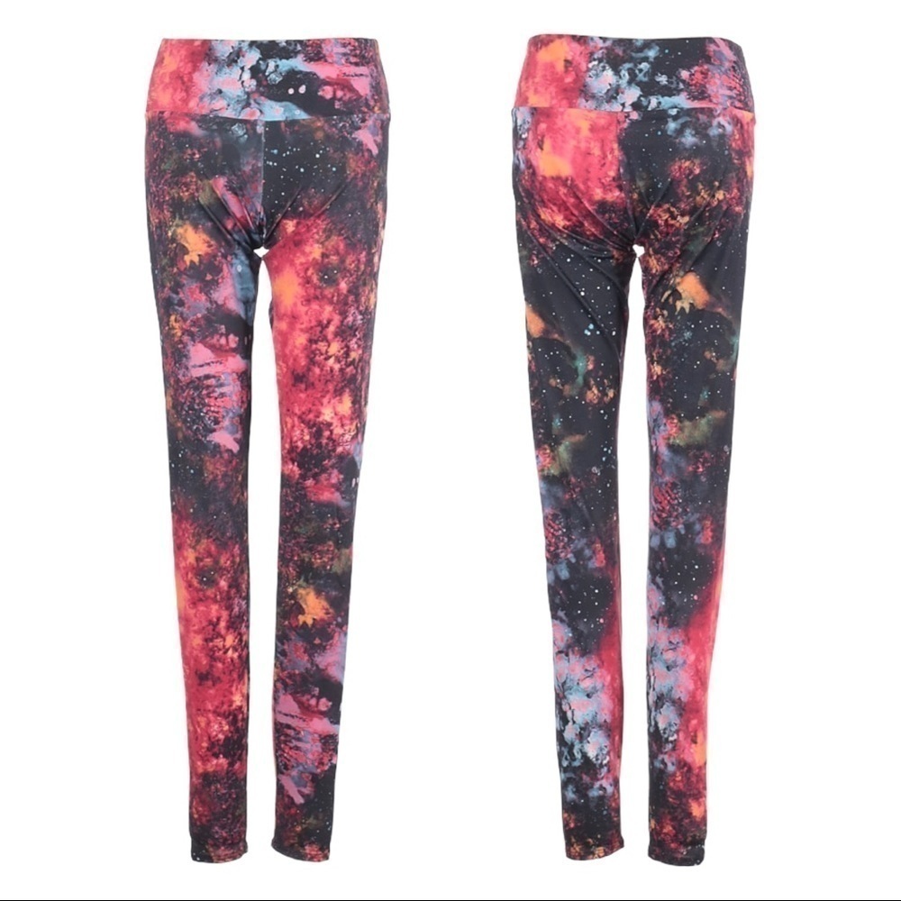 Onzie Celestial Pink Galaxy Athleisure Yoga Leggings Size XS